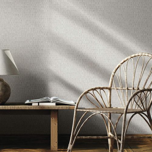 Non-woven wallpaper wood look stripes grey cream 35363