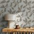 Non-woven wallpaper leaves floral grey beige brown 35386 3