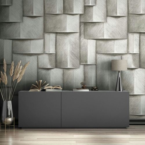 Mural wallpaper wood look 3D effect graphic cream 35390