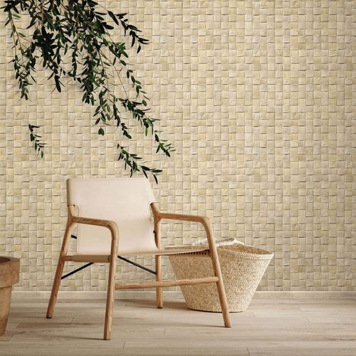 Non-woven wallpaper wood look graphic beige cream 45740
