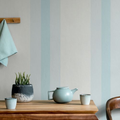 Non-woven Wallpaper Stripe Pattern Modern Light Blue 82562