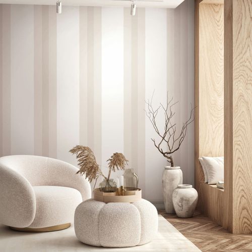 Non-woven Wallpaper Stripe Pattern Modern Cream Beige 82564