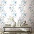 Non-woven Wallpaper Floral Flowers White Blue Grey 89012 1