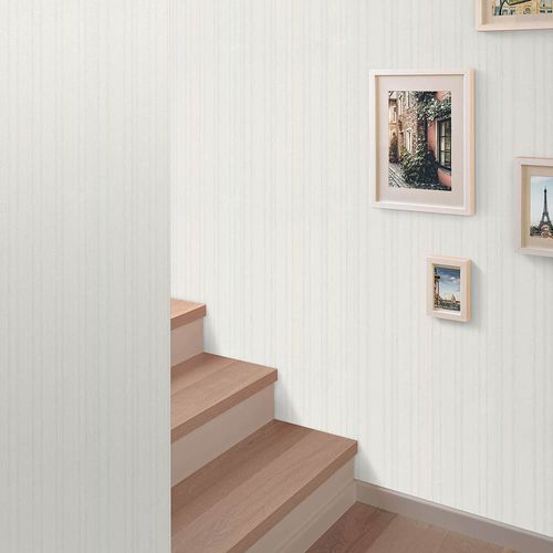 Non-woven Wallpaper Stripe Pattern Cream Grey Blue 10588-14