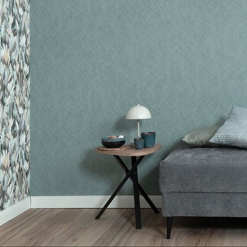 Non-woven Wallpaper Graphic Plain Petrol Blue 10589-19