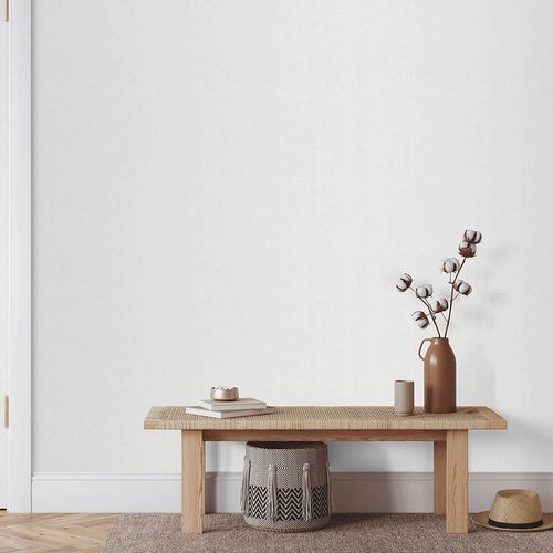 Non-woven Wallpaper Plain White Cream Glitter 10590-01