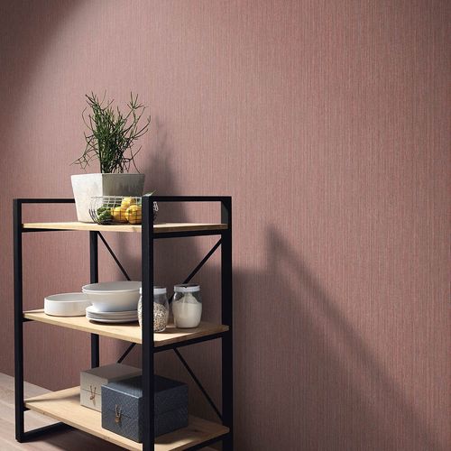 Non-woven Wallpaper Plain Red Silver Metallic 10590-06