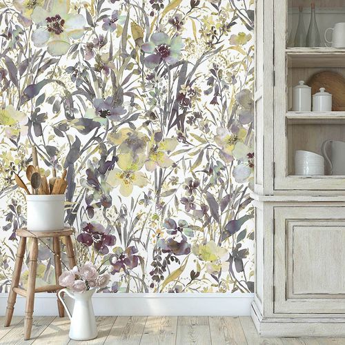 Photo Wallpaper Floral White Purple Yellow 22106-07-01