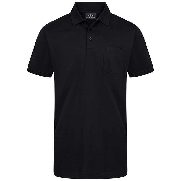 Softknit Poloshirt extra lang - schwarz
