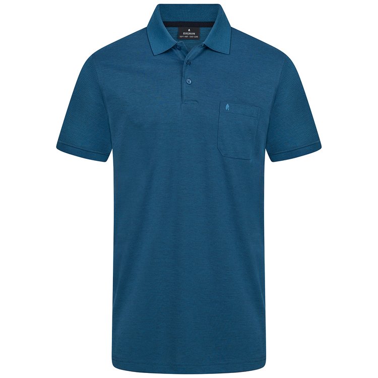 Softknit Poloshirt extra lang - blau