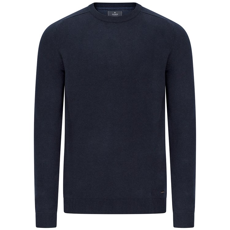 Strickpullover in Überlänge - dunkelblau