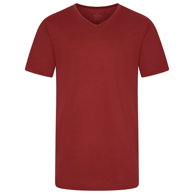 T-Shirt extra lang - V-Ausschnitt - dunkelrot