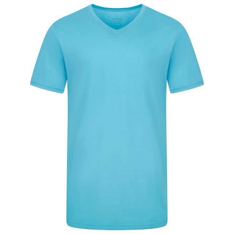 T-Shirt extra lang - V-Ausschnitt - türkis