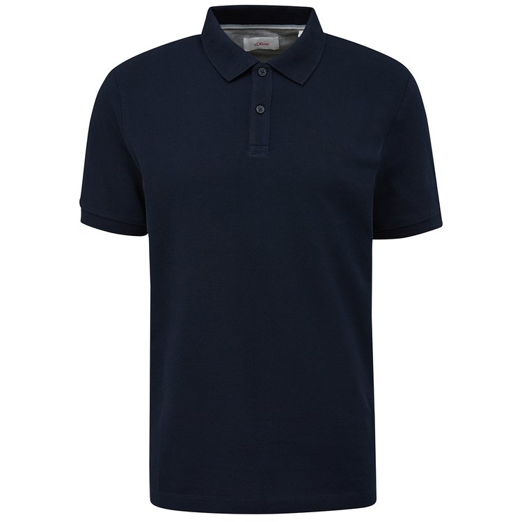 Poloshirt extra lang in dunkelblau mit Piqué-Struktur und kleinem s.Oliver-Logo auf der Brust.