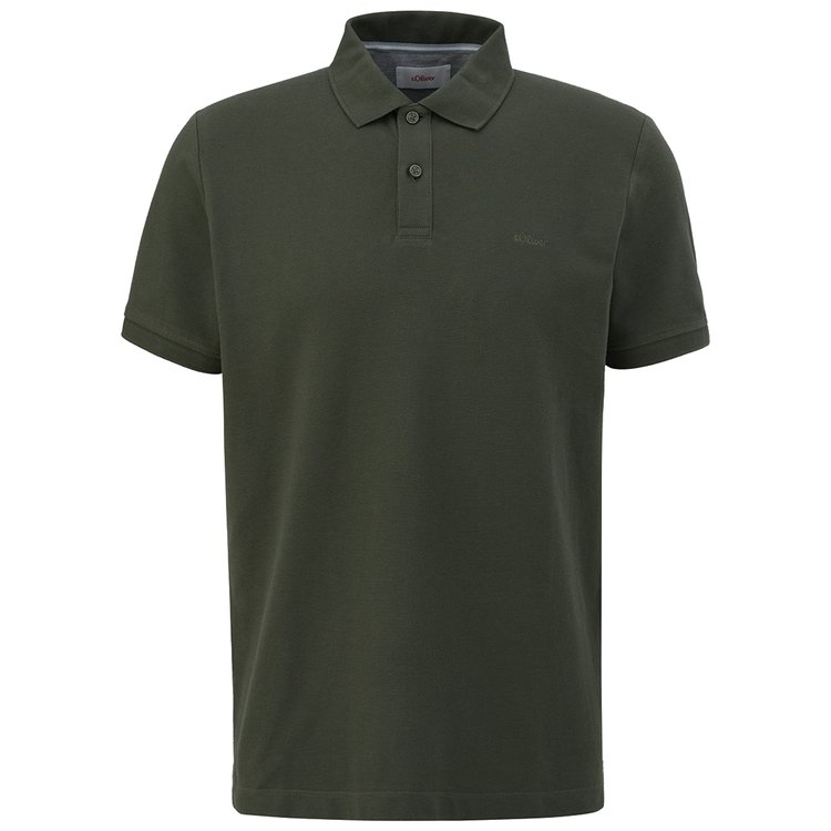Herren Poloshirt extra lang in oliv mit Piqué-Struktur und kleinem s.Oliver-Logo auf der Brust.