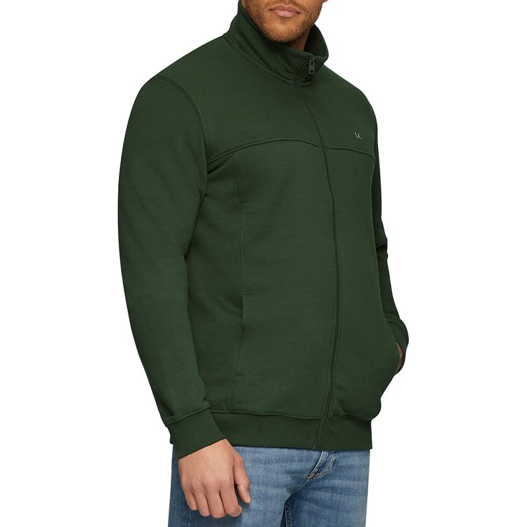 Extra lange Sweatjacke mit Stehkragen - oliv