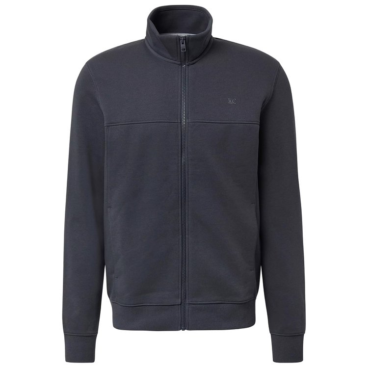 Extra lange Sweatjacke mit Stehkragen - dunkelgrau