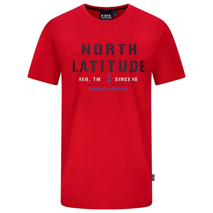 T-Shirt extra lang geschnitten mit Logo-Schriftzug in rot