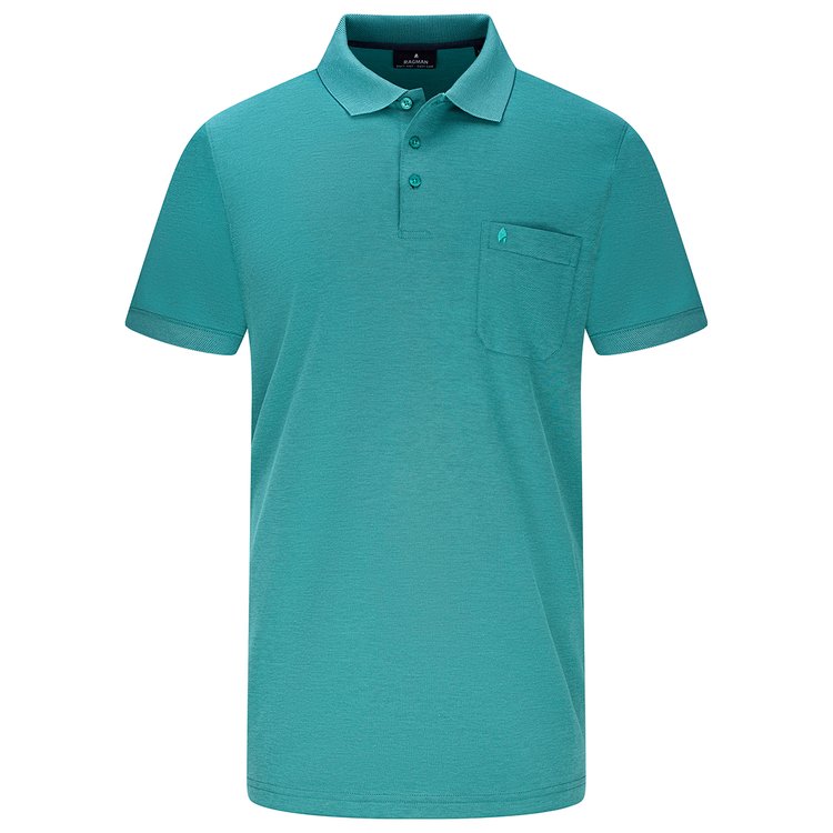 Softknit Poloshirt extra lang - smaragdgrün
