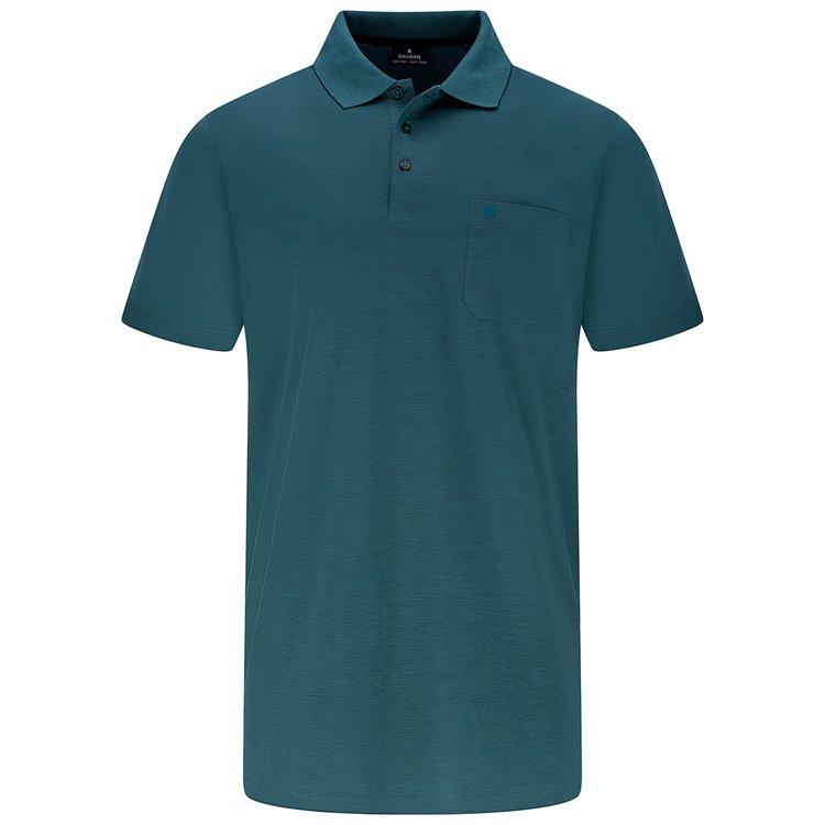 Softknit Poloshirt extra lang - dunkelgrün