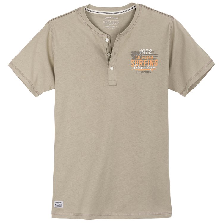 T-Shirt extra long mit Knopfleiste - Surfing Paradise - sand