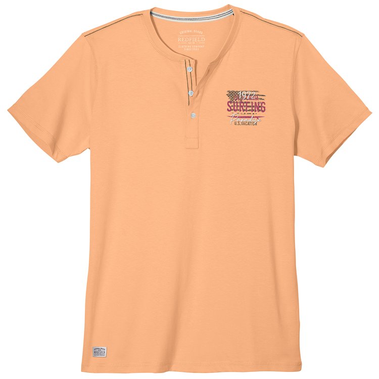T-Shirt in Überlänge mit Knopfleiste und Print orange