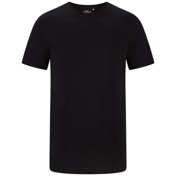 Basic T-Shirt extra lang - V-Ausschnitt - schwarz