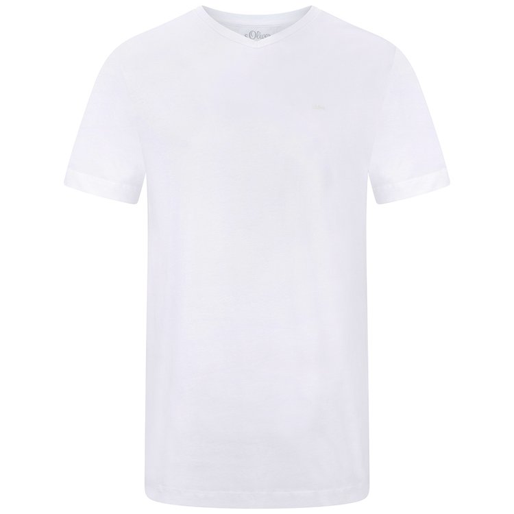 Basic T-Shirt extra lang - V-Ausschnitt - weiß