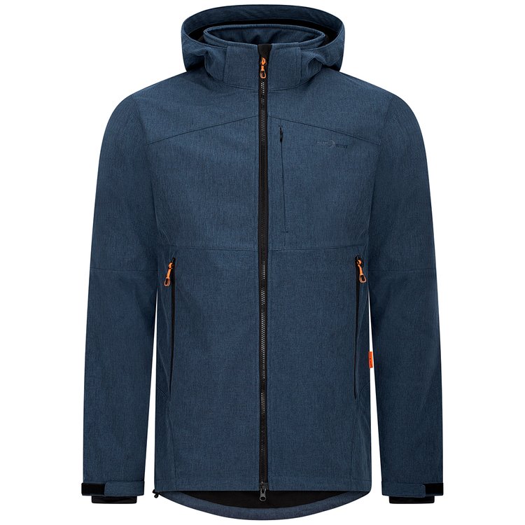 Softshelljacke in Überlänge mit Microfleece-Futter in blau melange