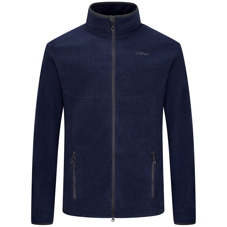 Dunkelblaue Fleecejacke mit extra langen Ärmeln in Strickoptik