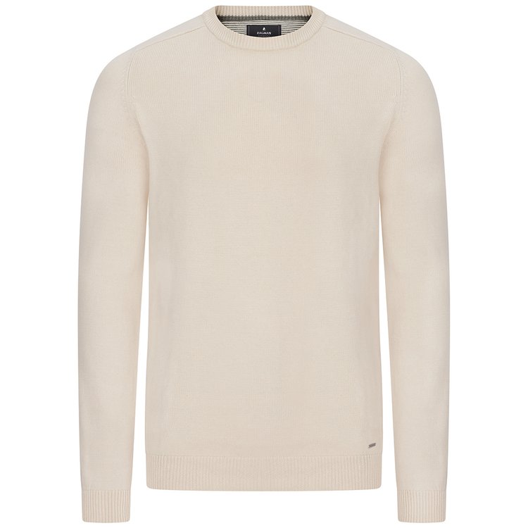 Strickpullover in Überlänge - beige/creme