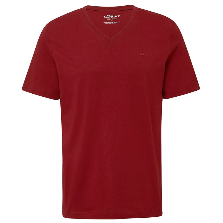 Basic T-Shirt extra lang - V-Ausschnitt - rot