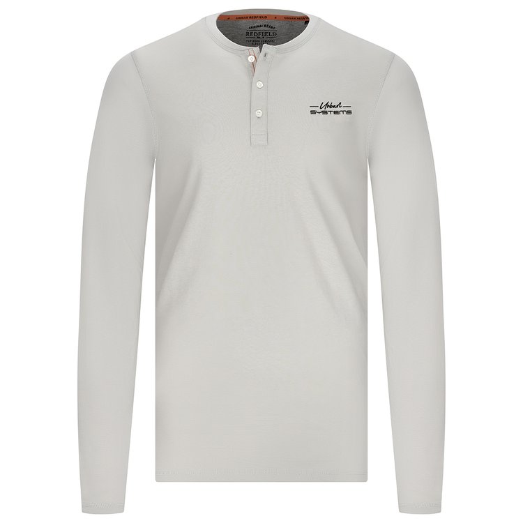Extra langes Longsleeve mit Knopfleiste - hellgrau