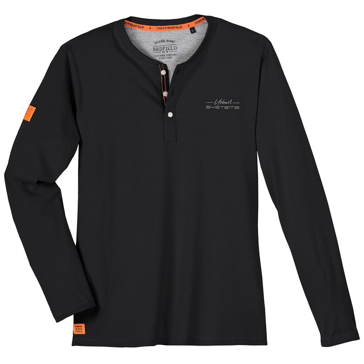 Extra langes Longsleeve mit Knopfleiste - schwarz