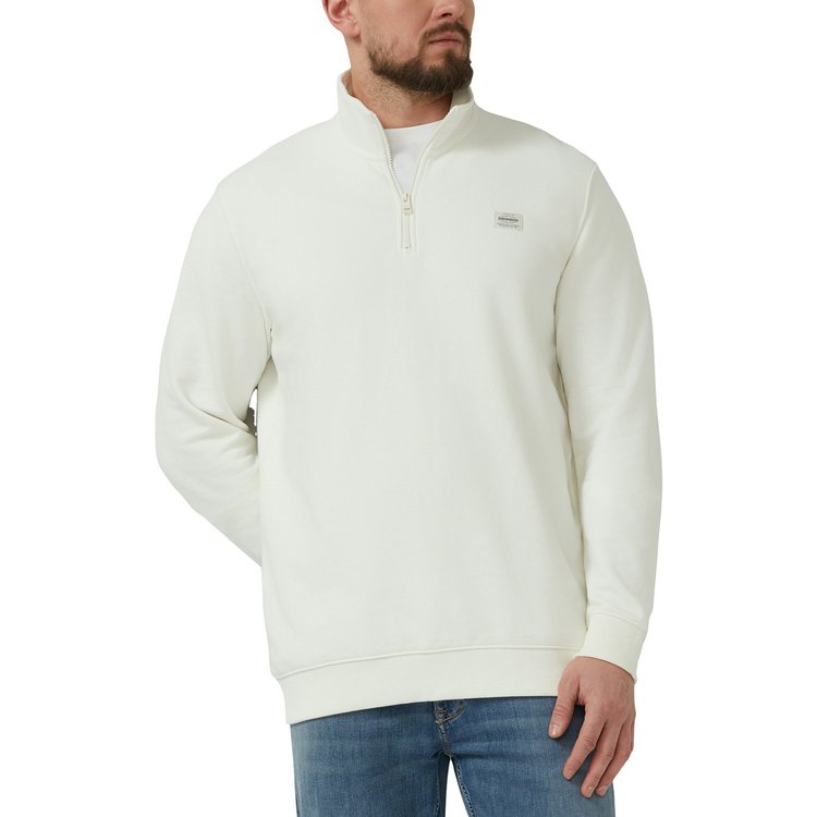 Sweatshirt extra lang Herren Troyer wollweiß s.Oliver