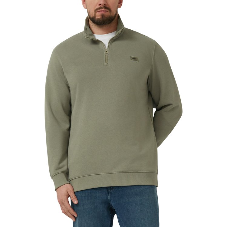 Herren Sweatshirt extra langer Arm Troyer khaki