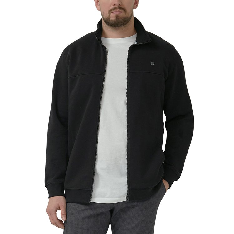 Sweatjacke mit Stehkragen extra lang - schwarz