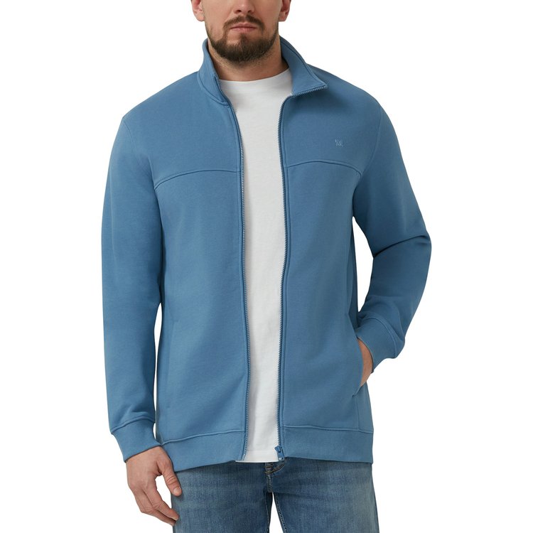Sweatjacke extra langer Arm Stehkragen blau