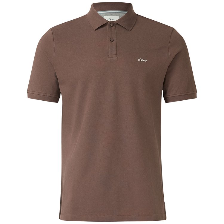 Extra lang geschnittenes Poloshirt in braun mit Piqué-Struktur und kleinem s.Oliver-Logo auf der Brust.