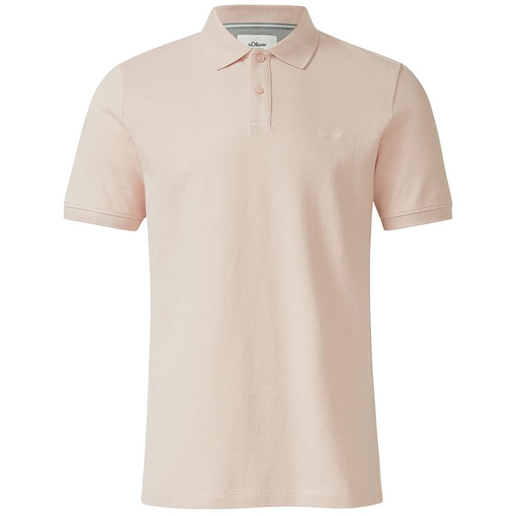 Extra lang geschnittenes Poloshirt in rosa mit Piqué-Struktur und kleinem s.Oliver-Logo auf der Brust.
