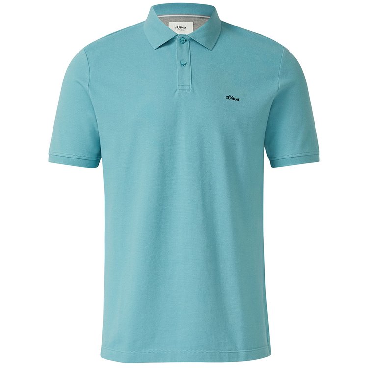Extra langes Poloshirt in türkis mit Piqué-Struktur und kleinem s.Oliver-Logo auf der Brust.