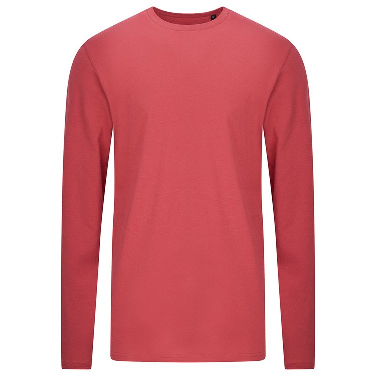 Herren Langarmshirt extra lange Ärmel hellrot Rundhals
