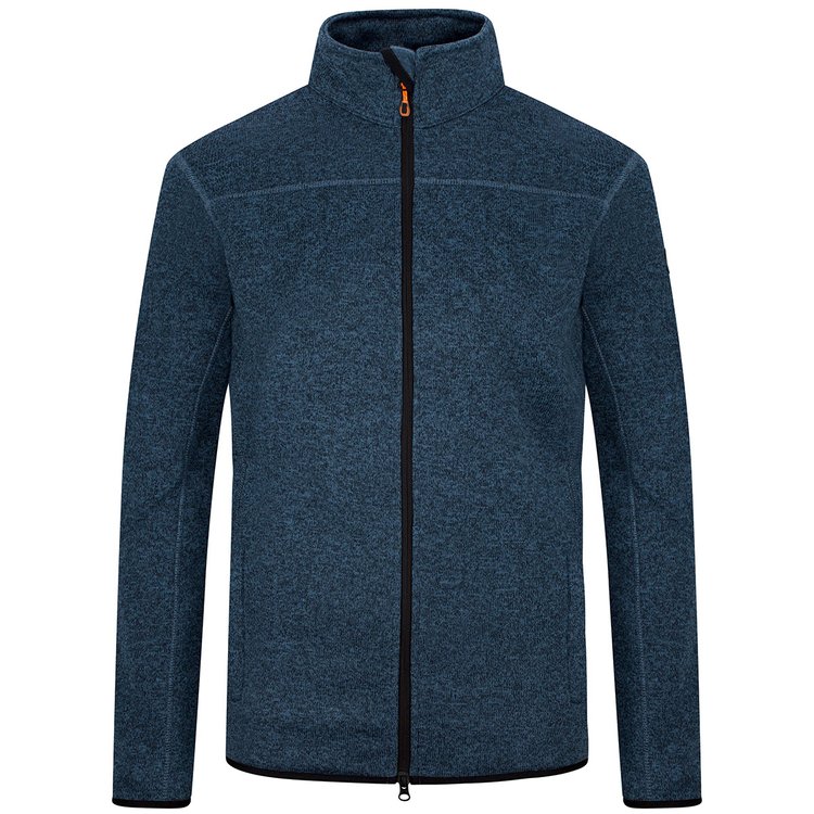 Fleecejacke in Strickoptik extra lang - blau melange