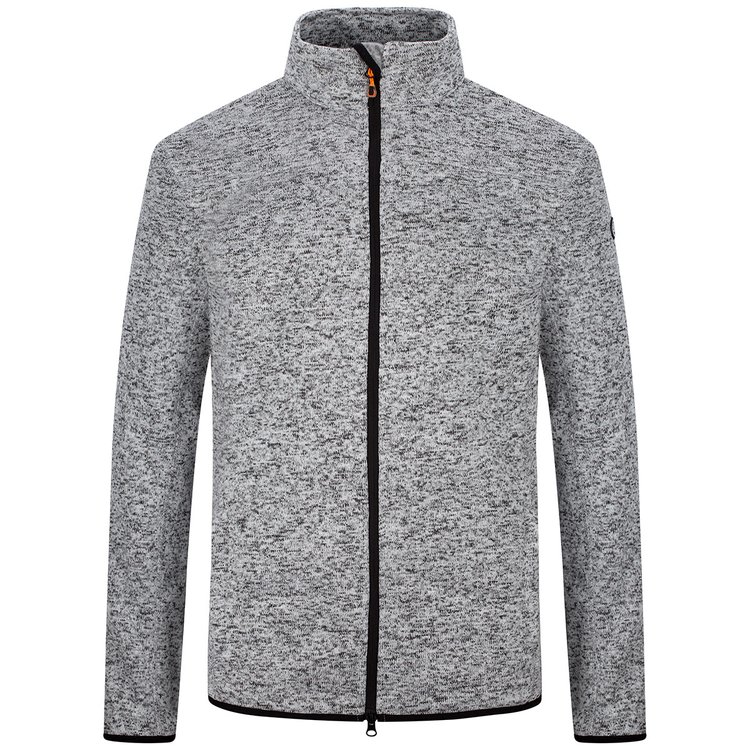 Fleecejacke in Strickoptik extra lang - grau melange