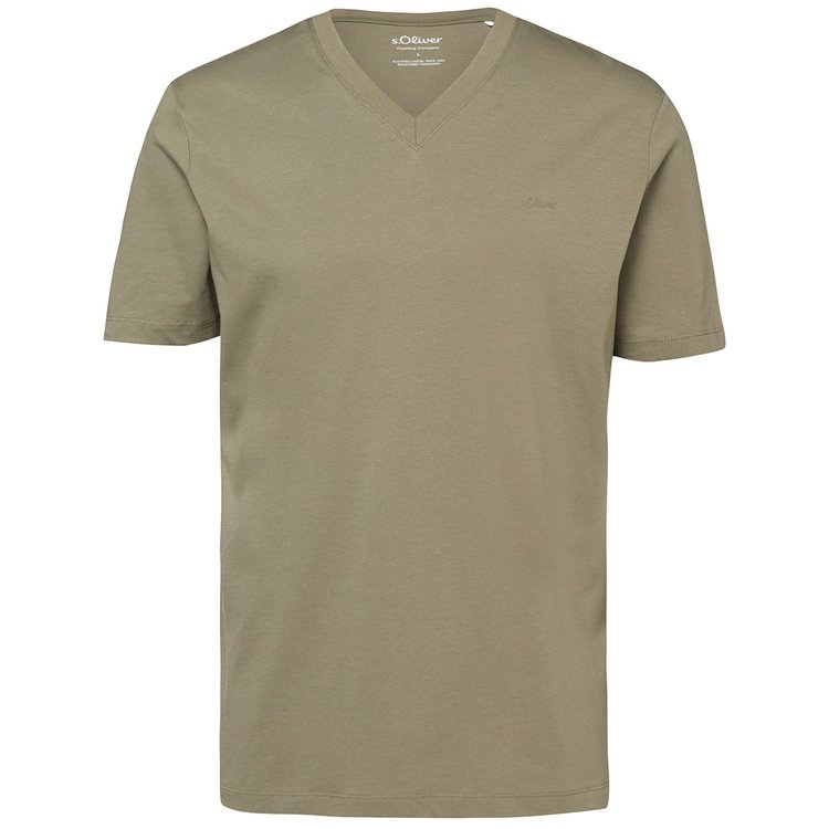 Basic T-Shirt extra lang - V-Ausschnitt - khaki
