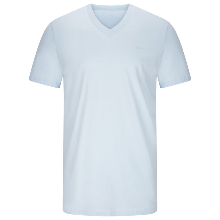 Basic T-Shirt extra lang V-Ausschnitt - hellblau