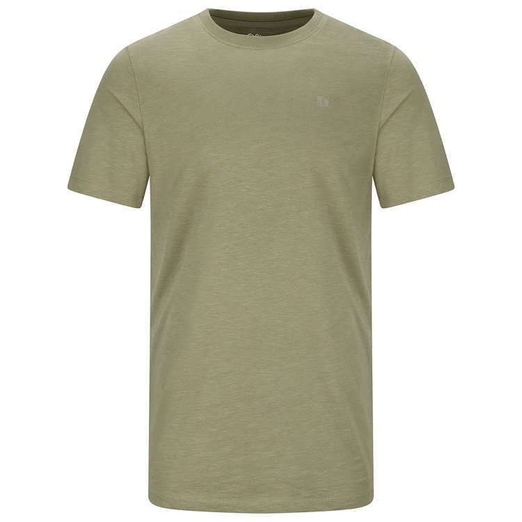 Extra langes T Shirt für Herren mit Flammgarn-Struktur und Rundhals-Ausschnitt in khaki