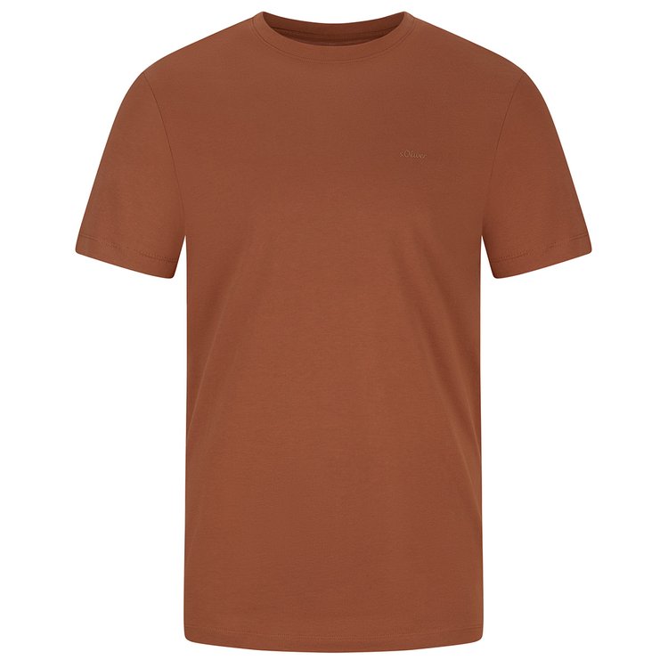 Herren T Shirt extralang in rost mit Rundhals und dezentem Logo auf Brusthöhe.