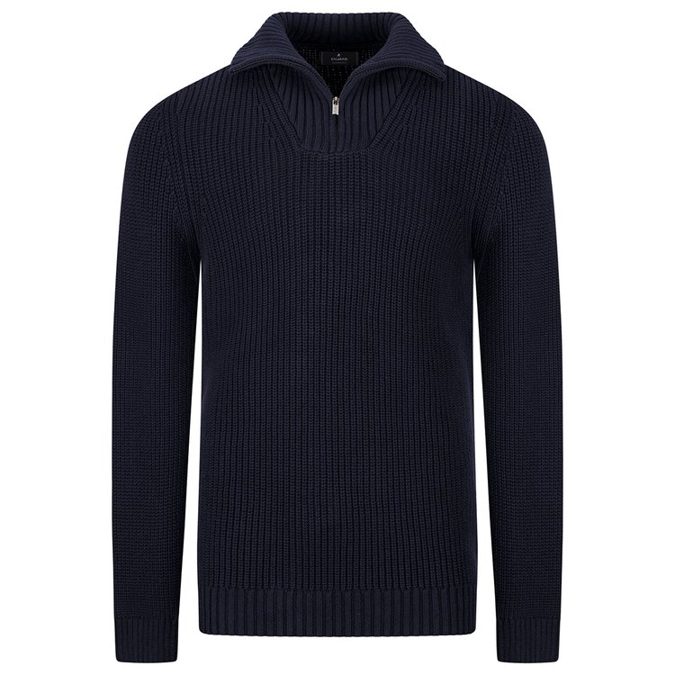 Troyer Strickpullover extra lang - dunkelblau