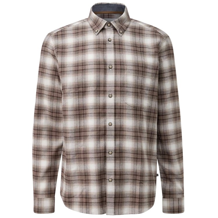 Flanellhemd mit extra langen Armen - braun-beige